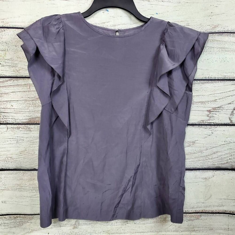 Le Totalite SMALL Dark Purple Ruffle Blouse Top